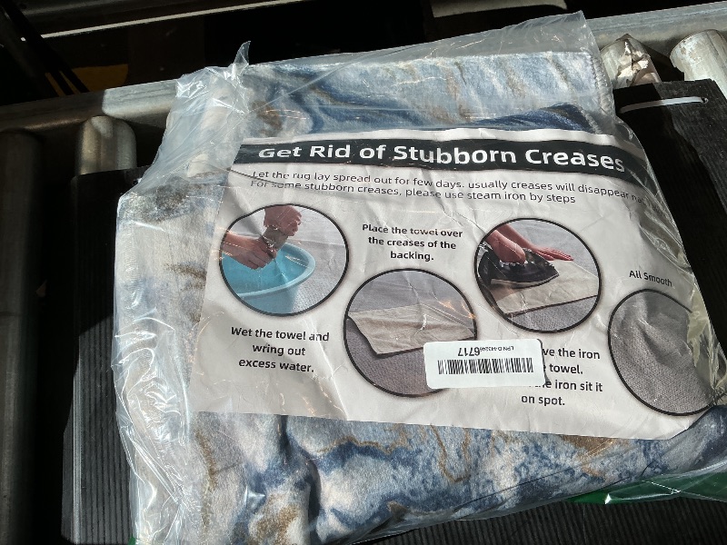 Photo 1 of 2x6 Runner Rug for Hallways Kitchen Modern Abstract Washable Runner Rug Blue Soft Non Slip Marble Carpet Runner for Laundry Entryway Bedroom Bathroom