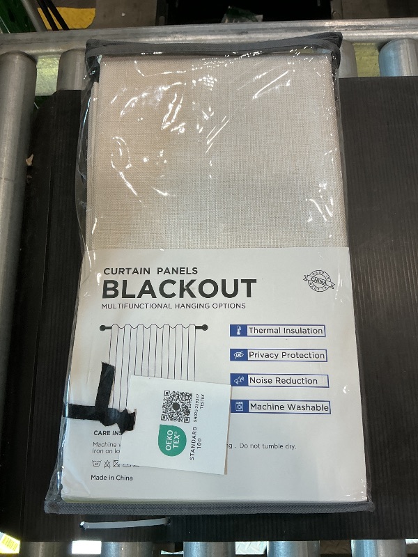 Photo 1 of 100% Blackout Shield Linen Blackout Curtains for Bedroom 96 Inches Long, Back Tab/Rod Pocket Living Room Drapes, Thermal Insulated Blackout Curtains 2 Panels Set, 50" W x 96" L,Cream