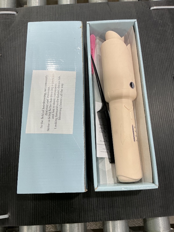 Photo 1 of ***SEE CLERK COMMENTS*** Cordless Automatic Curling Iron,1.2 Inch Rechargeable Automatic Curling Iron,Beach Waves Rotating Cordless Hair Curler 60W,Travel Wireless Mini Curler for Long and Short Hair(White)