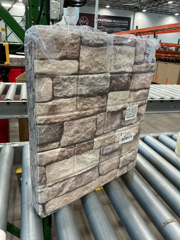 Photo 1 of 10PCS 3D Wall Panels Peel and Stick Foam 3D Brick Wallpaper Peel and Stick Faux Stone Wall Panel Self-Adhesive Wallpaper (10PCS, Rock Color)