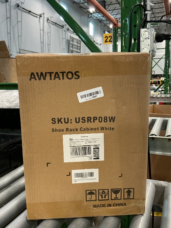 Photo 1 of *USED*
AWTATOS Shoe Rack, 8 Tier Shoe Storage Cabinet with Door, 32 Pair Shoe Organizer Shelves for Closet Hallway Bedroom Entryway, White