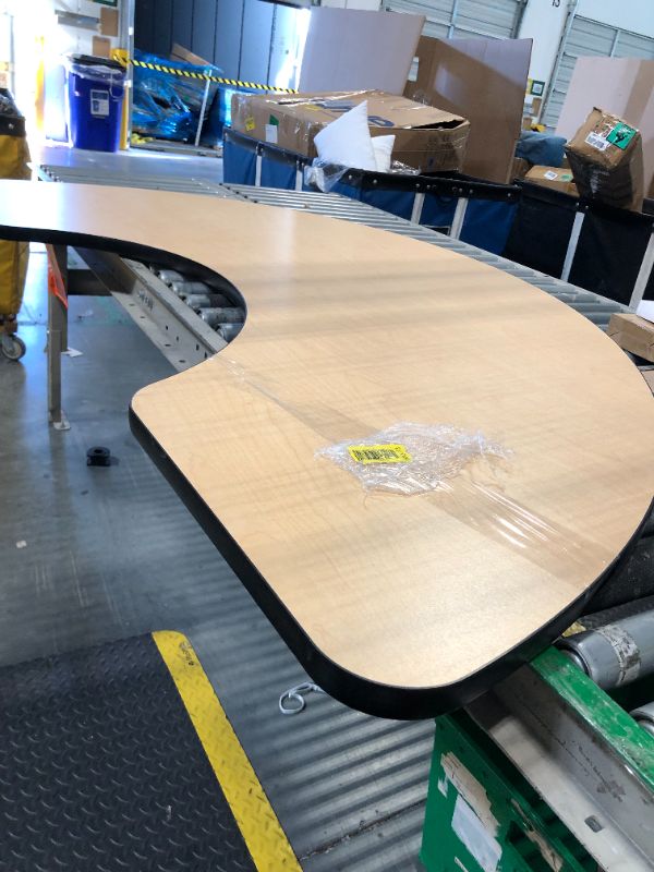 Photo 1 of **TOP ONLY***Factory Direct Partners 10080-MPBK Mobile Half Moon Activity School and Office Table (36" x 72"), Super Legs with Glides and Casters, Adjustable Height19-30" - Maple Top and Black Edge