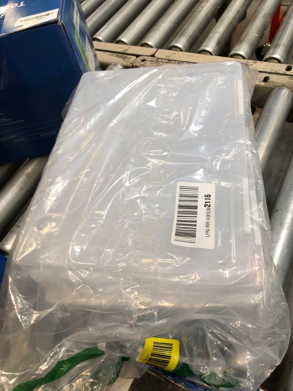 Photo 1 of ** USED* Meyeyaia 8Pcs A4 File Portable Project Case Transparent Plastic Storage Box with Buckle Thick Scrapbook Paper Storage Box for 8.5 X 11 Paper Document File Organizer Boxes Office School Supplies