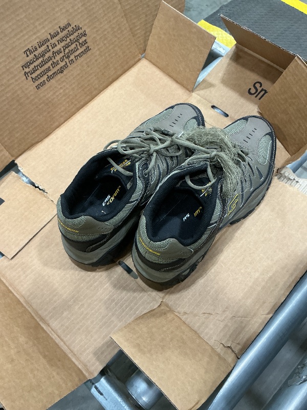 Photo 1 of ***SEE CLERK COMMENTS*** Skechers Men's Afterburn M. Fit Fashion Sneakers – Leather Upper, Memory Foam Insole, Rubber Outsole, Pebble/Black, 11