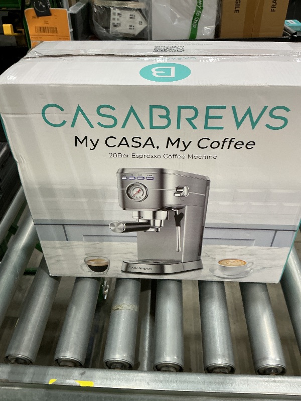 Photo 1 of *Dirty item* CASABREWS CM5418 Espresso Machine 20 Bar, Compact Espresso Maker with Steam Milk Frother, Stainless Steel Coffee Machine with 34oz Removable Water Tank for Cappuccino, Latte, Silver