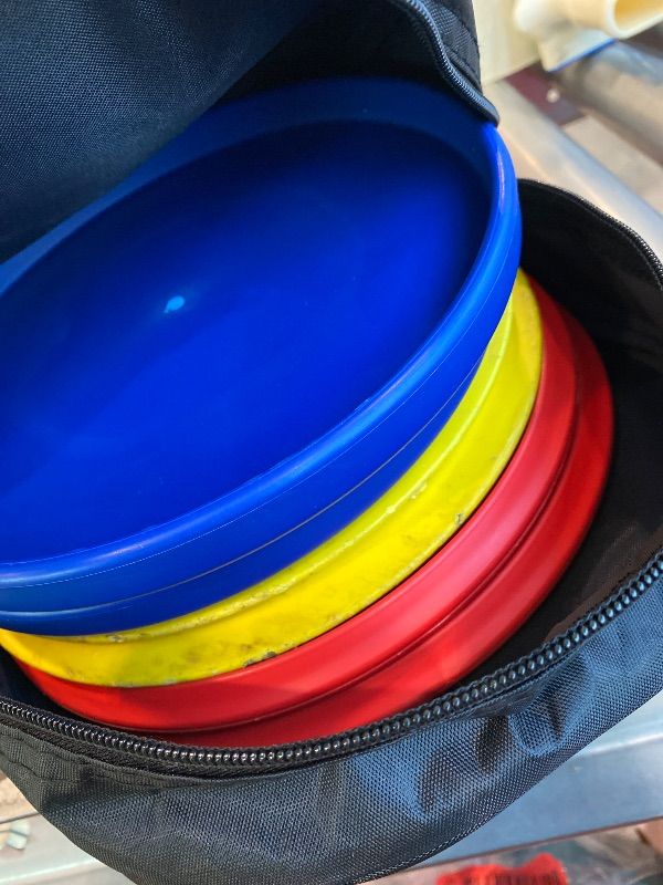 Photo 1 of **MINOR DAMAGE**
NQV Disc Golf Set,Disc Golf Starter Set-6 Pack Driver, Mid-Range and Putter Discs with Disc Golf Bag for Outdoor and Backyard(Black Bag), Medium
