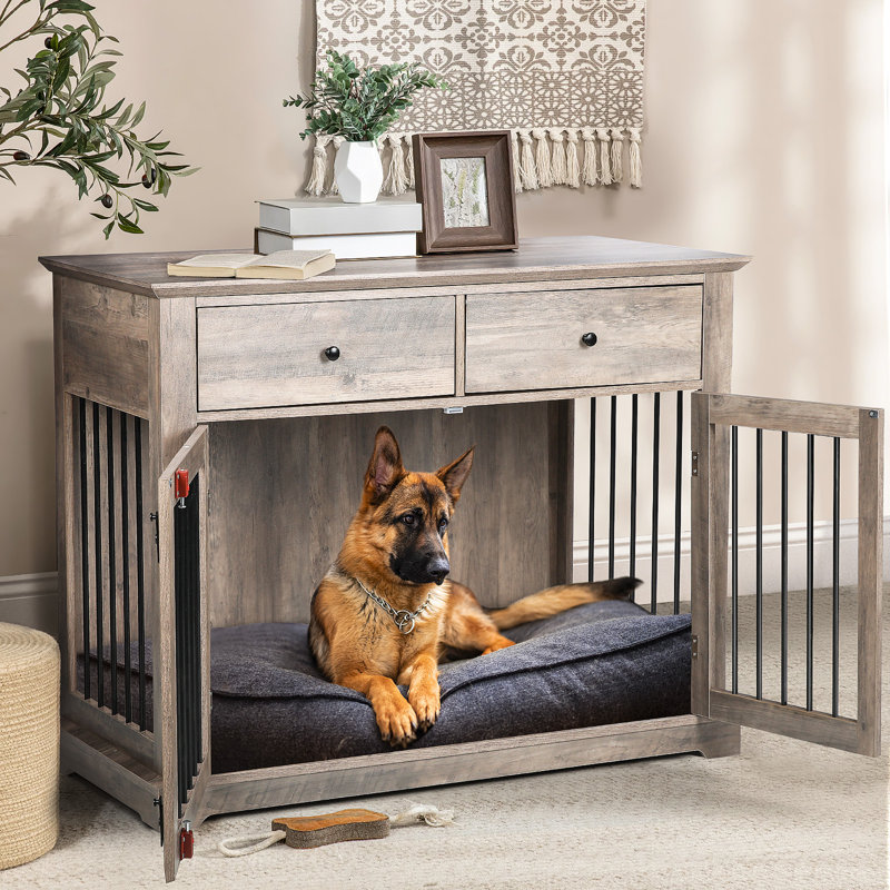 Photo 1 of (Stock Photo for Reference) 44 inch gray wood dog kennel