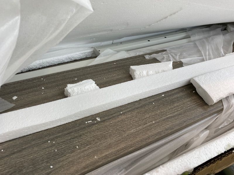 Photo 1 of *Partial Set* 71 inch Executive Desk, L Shaped Desk with Cabinet Storage, Executive Office Desk with Shelves, Business Furniture Set Workstation for Home Office, Gray and White