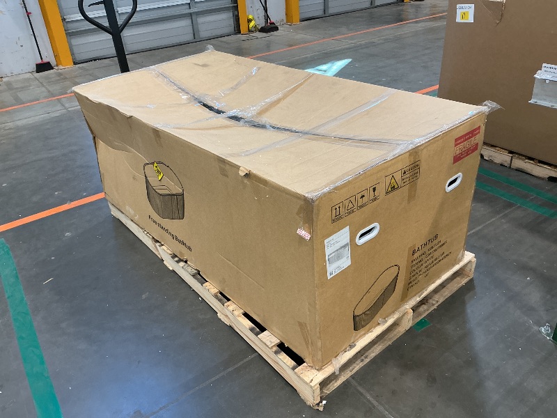 Photo 1 of *Minor Damage - See clerk notes*
67" Acrylic Freestanding Bathtub with Textured Stripes, Deep Soak Tub, Space-Saving, Glossy Surface, Luxury Spa Design for Modern Bathrooms