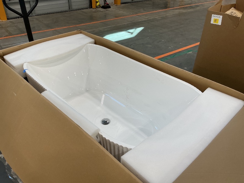 Photo 1 of *Minor Damage - See clerk notes*
67" Acrylic Freestanding Bathtub with Textured Stripes, Deep Soak Tub, Space-Saving, Glossy Surface, Luxury Spa Design for Modern Bathrooms
