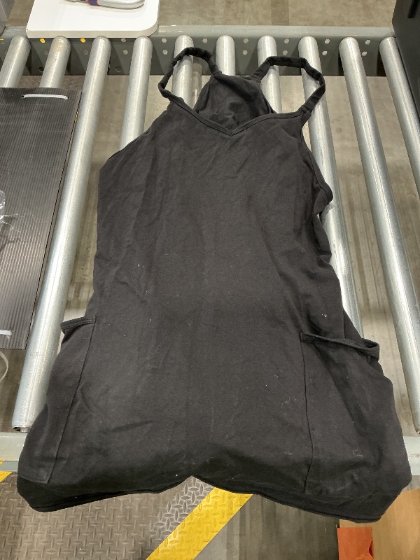 Photo 1 of (Wash first) GTLIAE Summer Dress for Women 2025 Hot Shot Mini Romper Dresses Athletic Spaghetti Strap Tennis Dress Built in Shorts(Black-M)