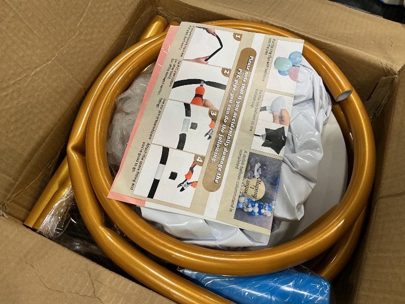 Photo 1 of ***MISSING PARTS*** AerWo Balloon Arch Kit 9.35FT & 6FT, Free Bending Half Balloon Arch Stand with Base, Floor Gold Balloon Arch Frame Backdrop for Wedding Birthday Party Baby Shower Yard Lawn Home Halloween Decorations