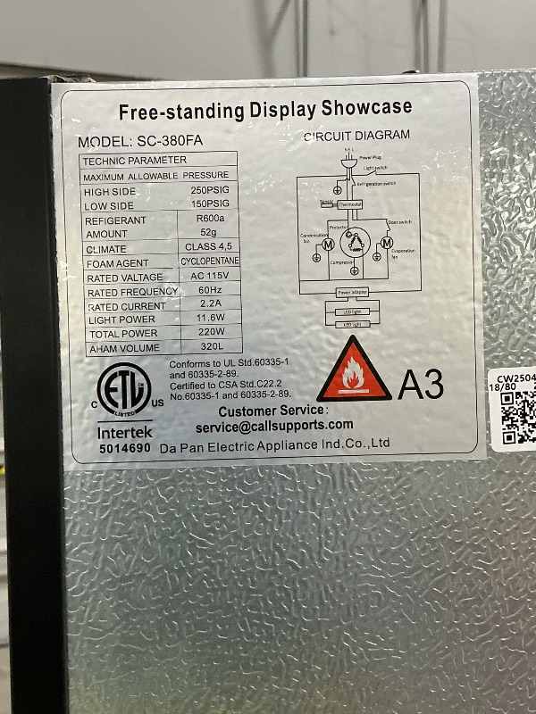 Photo 1 of 14.8 Cu Ft ETL & DOE Certified Commercial Display Refrigerator,Merchandiser Beverage Fridge with Built-in LED Lighting,Large Glass Door Upright Business Cooler with Lock,for Shop,Restaurant,Gym,etc