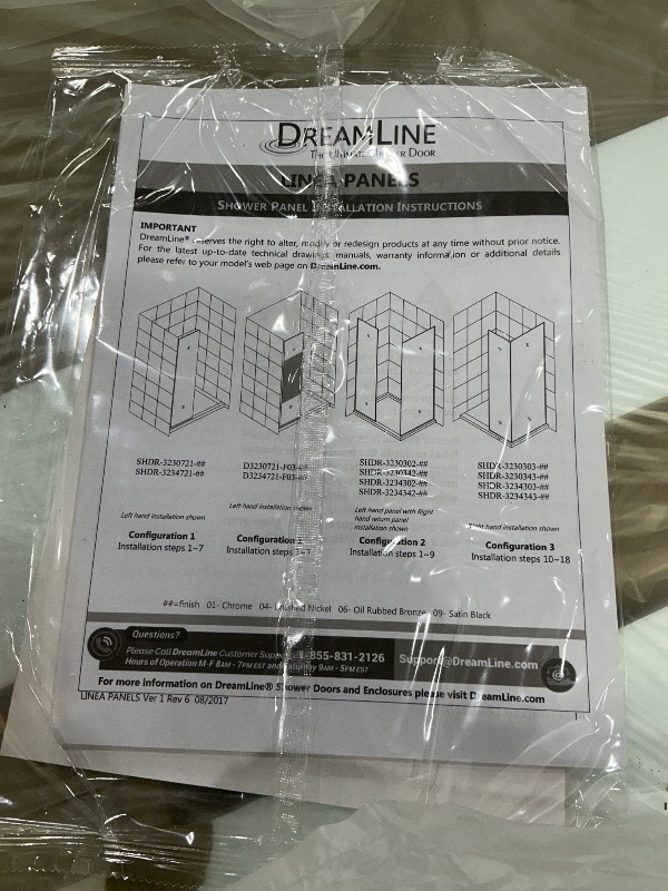Photo 1 of *Partial Set - Check clerk notes*
DreamLine Unidoor Plus 60-60 1/2 in. W x 72 in. H Frameless Hinged Shower Door with 36 in. Half Panel in Satin Black, SHDR-24243636-09