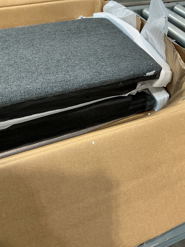 Photo 1 of ***CHECK CLERK NOTES*** Ball & Cast Full Size Upholstered Platform Bed with Twin-Size Trundle & USB Port,Linen Tufted Wood Bedframe W/Remote Control LED Light & Stripe Headboard,Bedroom Furniture for Apartment,Dark Gray