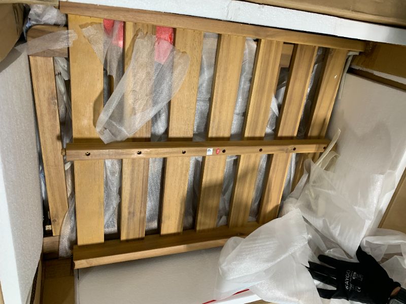 Photo 1 of **Only one chair**Christopher Knight Home Batis Acacia Wood Lounge Chair Outdoor Set of 2, Wooden Patio Accent Chair Set, Comfy Reading Seat with Removable Cushion, Patio Furniture Set, Teak+Beige
**Only one chair**