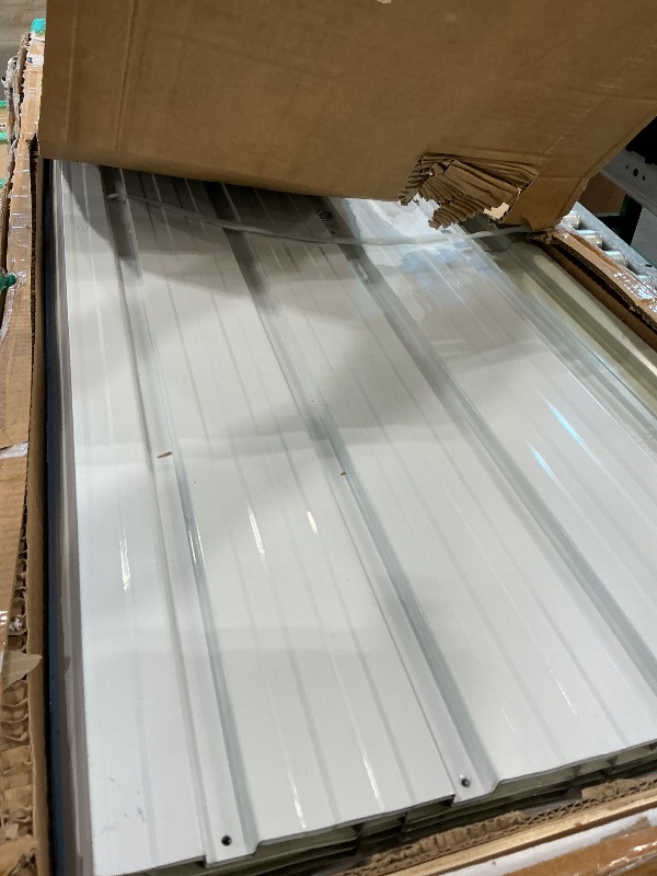 Photo 1 of 12' x 10' XL Outdoor Storage Shed, Sturdy Metal Building w/Windows & Lockable Doors for Garden, Backyard, Poolside and Lawn, Grey+White