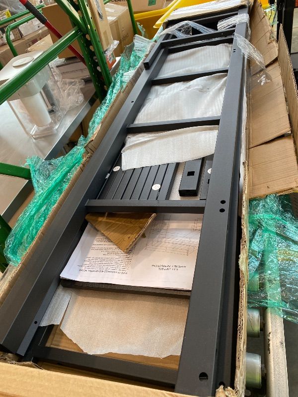 Photo 1 of *Partial Set* Full Size Loft Bed with Desk and Storage Shelves, Heavy Duty Metal Loft Bed with Black Desk and Guardrail, Full Size Loft Bed for Kids, Teens(Full Black Desk) Half a set