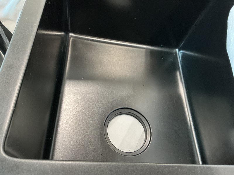 Photo 1 of 32 Inch Black Undermount Kitchen Sink Double bowl-iAnomla 32x18 Undermount Double Bowl Kitchen Sink Matte Black Quartz Composite 50/50 Under Mount Sinks with Accessories