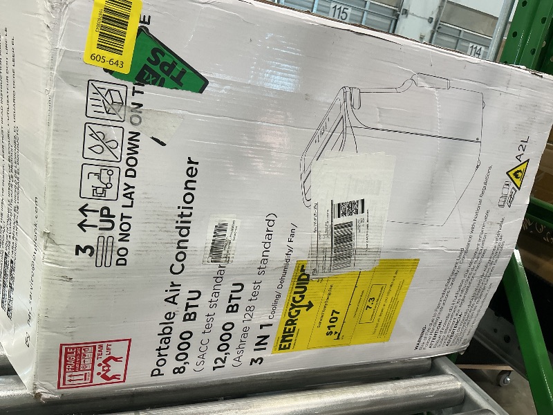 Photo 1 of 12,000 BTU Portable Air Conditioner Cools Up to 500 Sq.Ft, 3-IN-1 Energy Efficient Portable AC Unit with Remote Control & Installation Kits for Large Room, Campervan, Office, Temporary Space