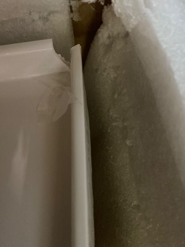 Photo 1 of ***MINOR DAMAGE*** ***READ CLERK NOTES*** DreamLine SlimLine 36 in. D x 60 in. W x 2 3/4 in. H Right Drain Single Threshold Shower Base in White, DLT-1136602