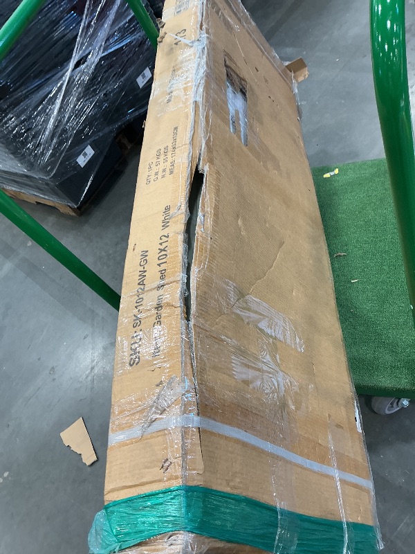 Photo 1 of 12' x 10' XL Outdoor Storage Shed, Sturdy Metal Building w/Windows & Lockable Doors for Garden, Backyard, Poolside and Lawn, Grey+White