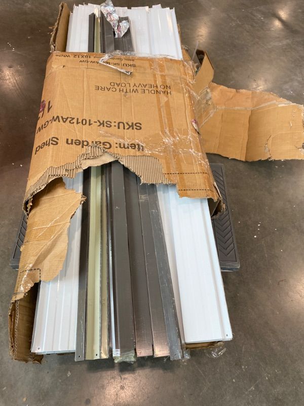 Photo 1 of 12' x 10' XL Outdoor Storage Shed, Sturdy Metal Building w/Windows & Lockable Doors for Garden, Backyard, Poolside and Lawn, Grey+White