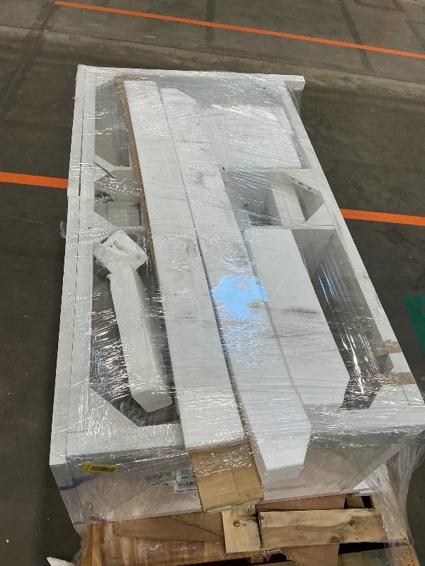 Photo 1 of ***MAJOR DAMAGE*** ***READ CLERK NOTES*** TONYRENA 60" White Bathroom Vanity with Sink, Solid Wood Vanity Cabinet with Carrara Marble Stone Top & Backsplash,Rectangular Undermount Sink,4 Soft Closing Doors, 4 Drawers