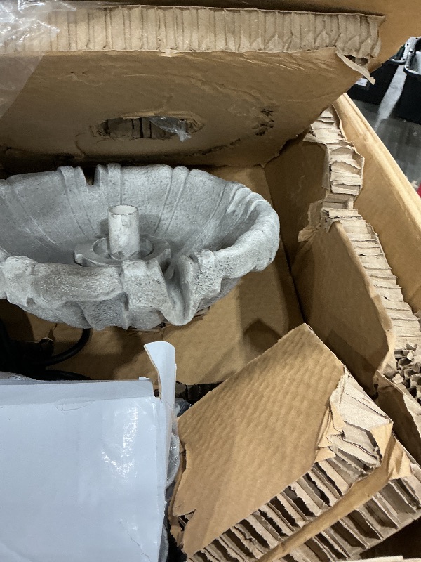 Photo 1 of *Missing Parts & Untested*
XBrand 58.3" Leaf Classic Bird Bath Water Fountain, 3-Tier, Outdoor Garden, with Pump, White Resin, Yard, Lawn, Porch Décor