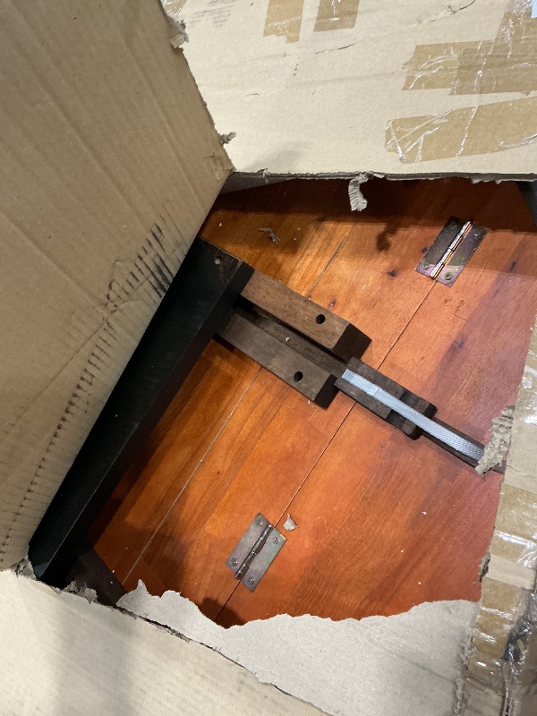 Photo 1 of ***MISSING LEGS*** Sunset Trading Round Drop Leaf Pub Table in Antique Black with Cherry Finish Top