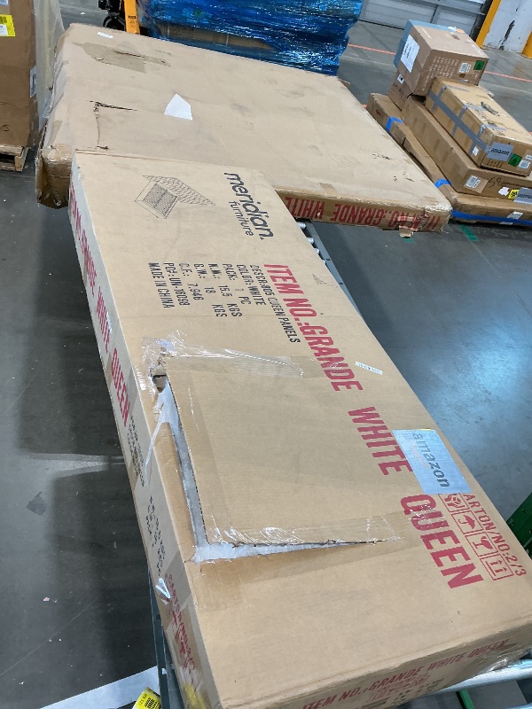 Photo 1 of **JUST THE PANELS IN THE BACK - PARTIAL SET**
Meridian Furniture Grande Collection Modern | Contemporary Velvet Upholstered Bed with Luxurious Deep Button Tufting and Stainless Steel Legs in Polished Chrome Finish, White, Queen