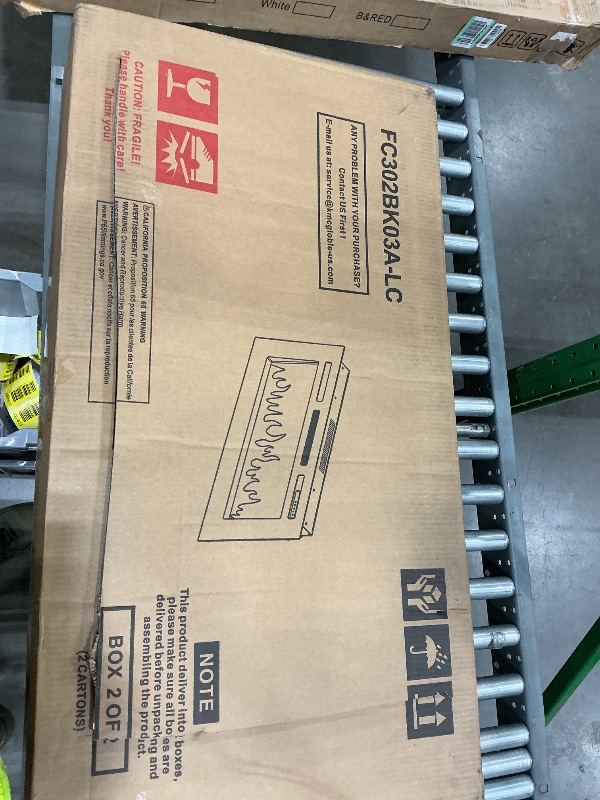 Photo 1 of *FIREPLACE ONLY*
OneBlis 80" Fireplace TV Stand, LED Light Entertainment Center for TVs Up to 90". One of two boxes partial set.