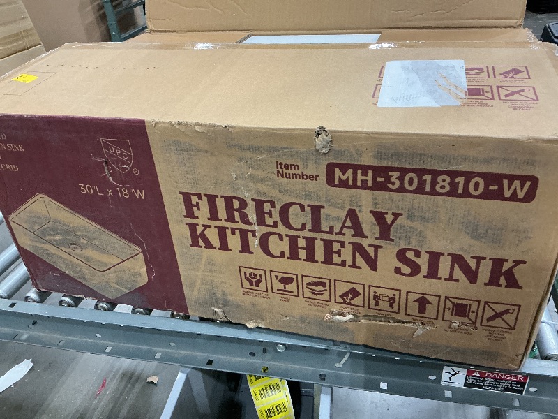 Photo 1 of ?Miuara Farmhouse Sink 30 Inch - White Apron Front Undermount Kitchen Sink Reversible 30"x18"x10", Farm House Style Single Bowl, Heavy Duty Solid Fireclay, Glossy White, for Kitchen & Laundry