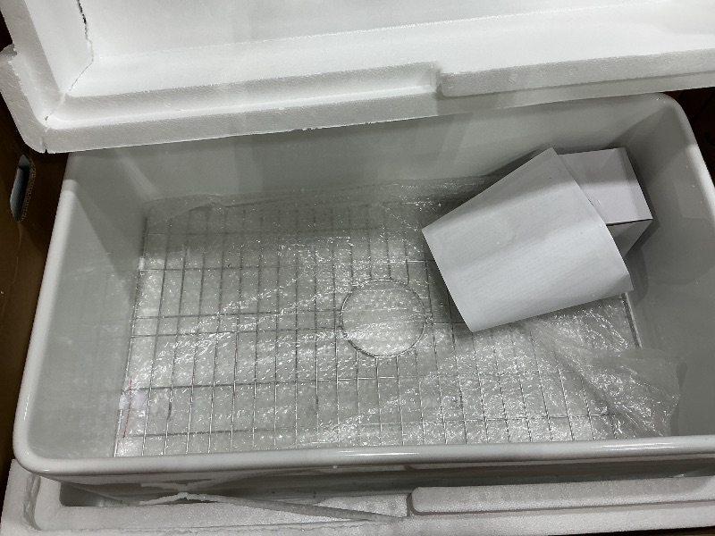 Photo 1 of ?Miuara Farmhouse Sink 30 Inch - White Apron Front Undermount Kitchen Sink Reversible 30"x18"x10", Farm House Style Single Bowl, Heavy Duty Solid Fireclay, Glossy White, for Kitchen & Laundry