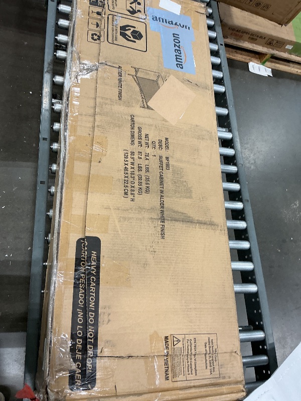 Photo 1 of *Missing Parts - See Clerk notes*
Henn&Hart 48'' Fluted Sideboard Buffet Cabinet, Ribbed Wooden Credenza with 3 Doors, Adjustable Shelves, and Cable Management Cut-Outs for Dining Room, Kitchen, Living Room or Entryway, Alder White