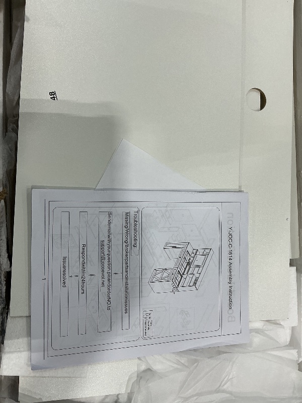 Photo 1 of *MISSING PARTS UNKNOWN*
Farmhouse Makeup Vanity Desk with Sliding Mirror and Lights, Glass Desktop Makeup Vanity Desk with Charging Station, 3-Tier Hidden Slide-Out Vanity Shelves, Jewelry Storage Cabinet, 2 Drawers-White