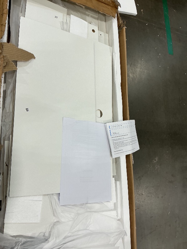 Photo 1 of *MISSING PARTS UNKNOWN*
Farmhouse Makeup Vanity Desk with Sliding Mirror and Lights, Glass Desktop Makeup Vanity Desk with Charging Station, 3-Tier Hidden Slide-Out Vanity Shelves, Jewelry Storage Cabinet, 2 Drawers-White