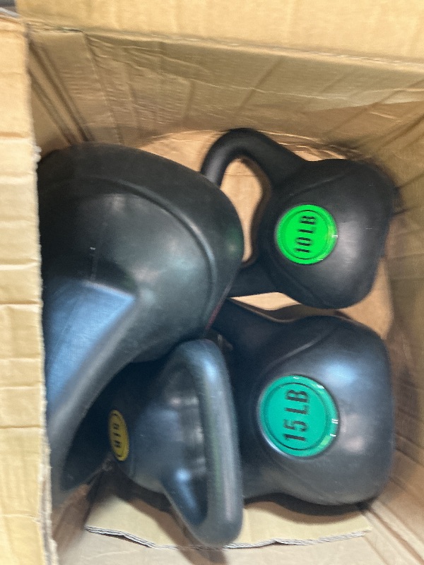 Photo 1 of ?Signature Fitness ?Wide Grip 4-Piece Kettlebell Exercise Fitness Weight Set, Include 5 lbs, 10 lbs?, ?15 lbs? and 20 lbs, Black