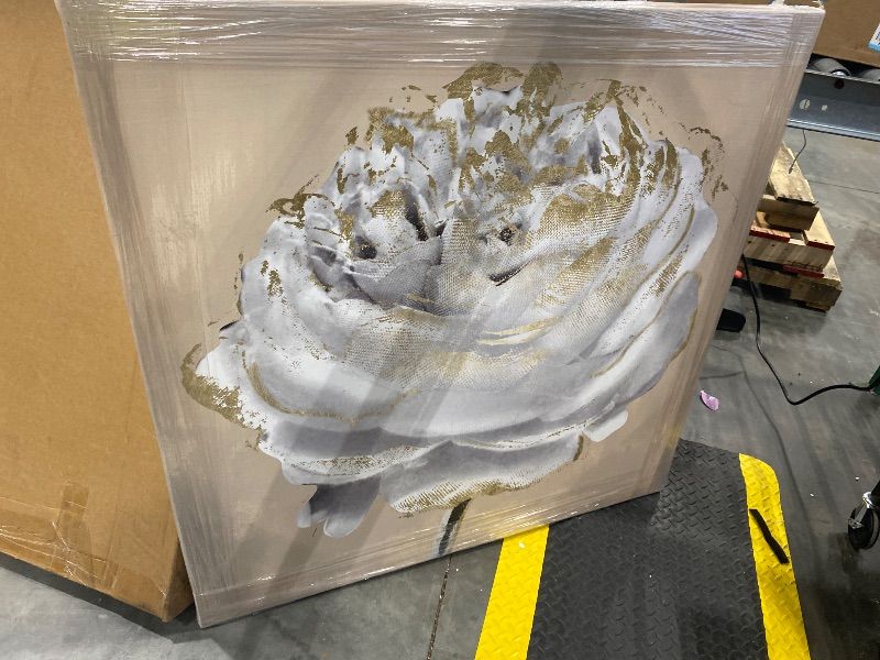 Photo 1 of *USED*
Floral Wall Art White Blooming Flower Canvas Pictures Modern Paintings with Gold Foil Framed Artwork for Living Room