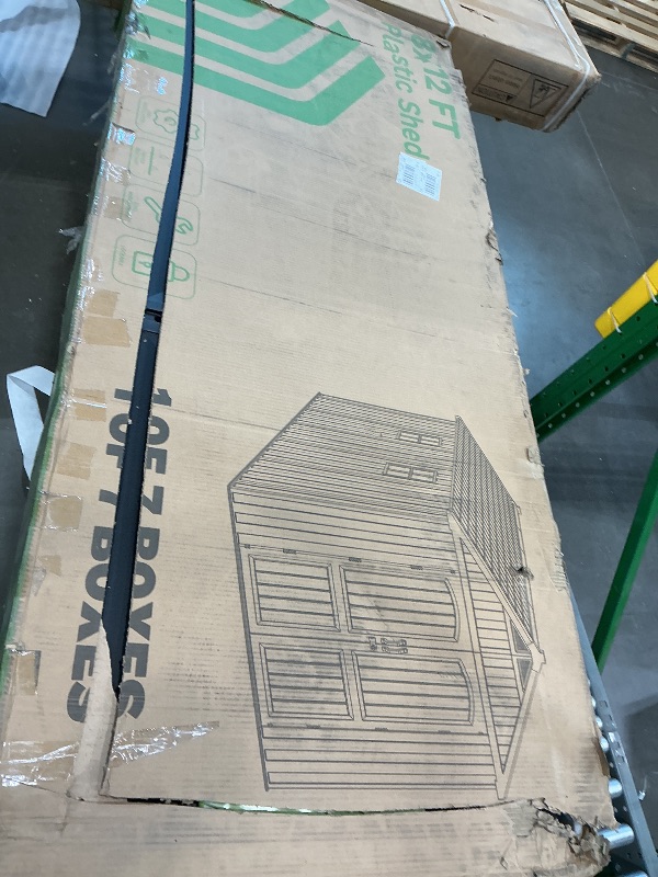 Photo 1 of ***PARTIAL SET*** ***READ CLERK NOTES*** Patiowell 8x12 FT Outdoor Storage Shed, Plastic Shed Resin Garden Shed with Floor & Window & Lockable Door for Patio Furniture, Backyard Tools, Bicycles & Lawnmower, Beige