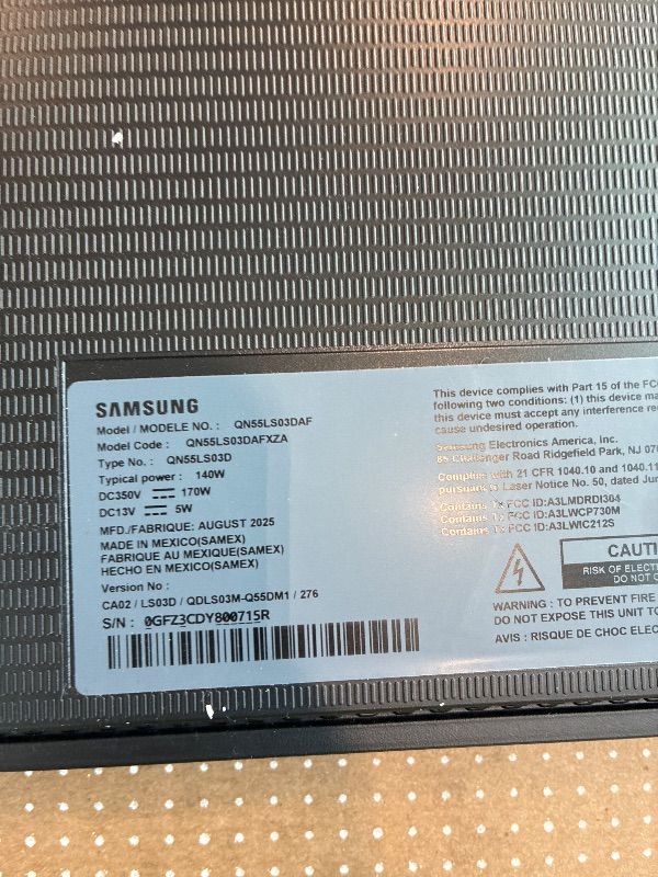 Photo 1 of ***MISSING POWER PLUG*** SAMSUNG 55-Inch Class QLED 4K LS03D The Frame Series Quantum HDR Smart TV w/Dolby Atmos, Art Mode, Anti-Reflection, Customizable Frame, Slim Fit Wall Mount with Alexa Built-in (QN55LS03D, 2024 Model)