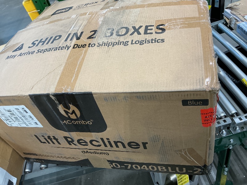 Photo 1 of *PARTIAL SET*
MCombo Electric Power Lift Recliner Chair Sofa with Massage and Heat for Elderly, 3 Positions, 2 Side Pockets, and Cup Holders, USB Ports, Faux Leather 7040 (Blue, Medium)