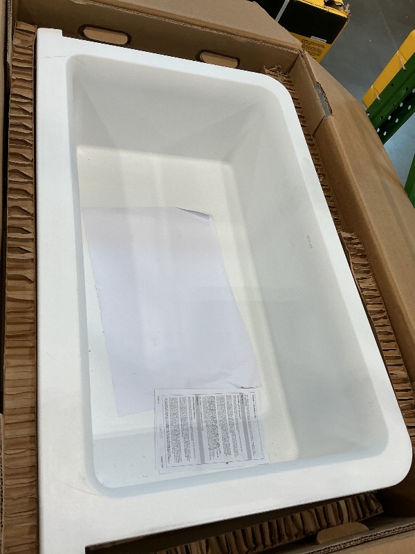 Photo 1 of ***MINOR DAMAGE*** ***READ CLERK NOTES*** Kohler 6489-0 Whitehaven® 35-3/4" undermount single-bowl farmhouse kitchen sink, White