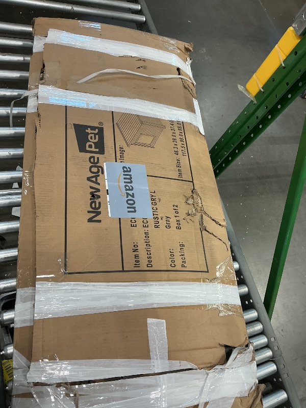 Photo 1 of **USED**New Age Pet ECOFLEX Rustic Lodge Outdoor Elevated Dog House, Jumbo Weather Resistant Shelter for Large Dogs, Wood Look Composite Material, Easy Assembly with 10 Year Warranty ***SEE CLERK NOTES**