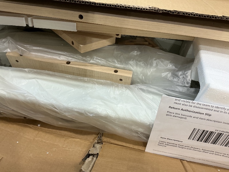 Photo 1 of **SEE CLERK NOTES AND PHOTOS**Claiks Standing Desk with Drawers, Adjustable Stand Up Electric Standing Desk Adjustable Height with Storage Shelf and Splice Board, 63 Inch, Natural