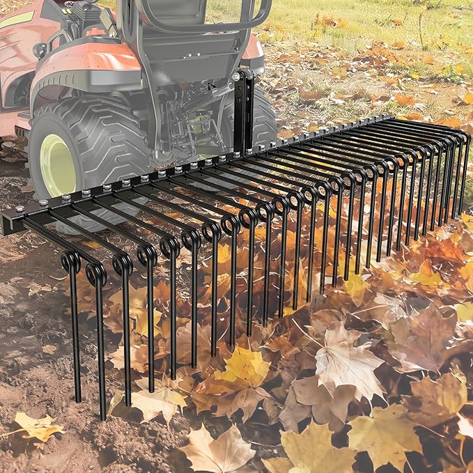 Photo 1 of (Prototype) 36 Inch 3 Point Tractor Rake, Pine Straw Needle Rake, Durable Powder Coated Steel Spring Landscape Rakes Fit for Cat0,Cat1,Black