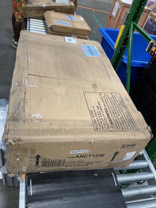 Photo 1 of *Damaged item/ cuts in corners* Coventry Classic 36-Inch Wood Coffee Table with Drawer and Open Shelf – Easy Assembly Traditional Modern Décor for Storage and Display in Living Room, Bedroom or Home Office (Dove Gray)