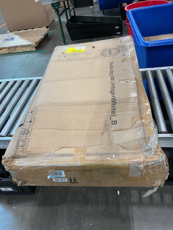 Photo 1 of *Missing parts/LOOK AT PIC* GarveeHome 82" Double Dog Crate Furniture, Large Dog Kennel Indoor for 2 Dogs, Heavy Duty Wooden Dog Crate TV Stand with 4 Drawers and Shelves, White/Brown