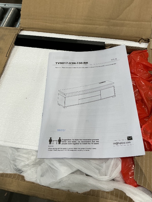 Photo 1 of (PROTOTYPE) Hlivelood LED TV Stand for 85 Inch TV, Modern TV Stand with Power Outlet, High Gloss TV Console Entertainment Center with Storage and LED Lights for Living Room, Bedroom (74 Inch, Black)