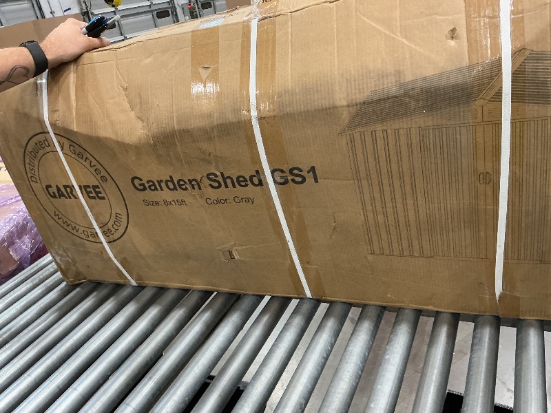 Photo 1 of (PARTIAL SET) Garvee 10x8 FT Metal Outdoor Storage Shed, Steel Utility Tool Shed Storage House with Lockable Door Design, Metal Sheds Outdoor Storage for Garden, Patio, Backyard, Outside Use, Grey